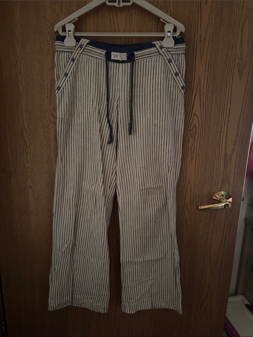 Jolt Navy & White Vertical Stripe Drawstring Chinos